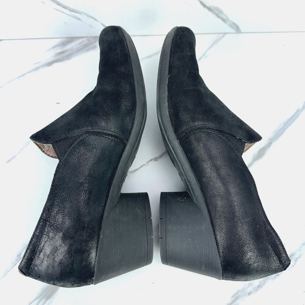 Dansko Robin Black Nubuck Leather Heeled Slip On Loafers Womens EU 39 US 8.5 - 9 - Picture 6 of 9